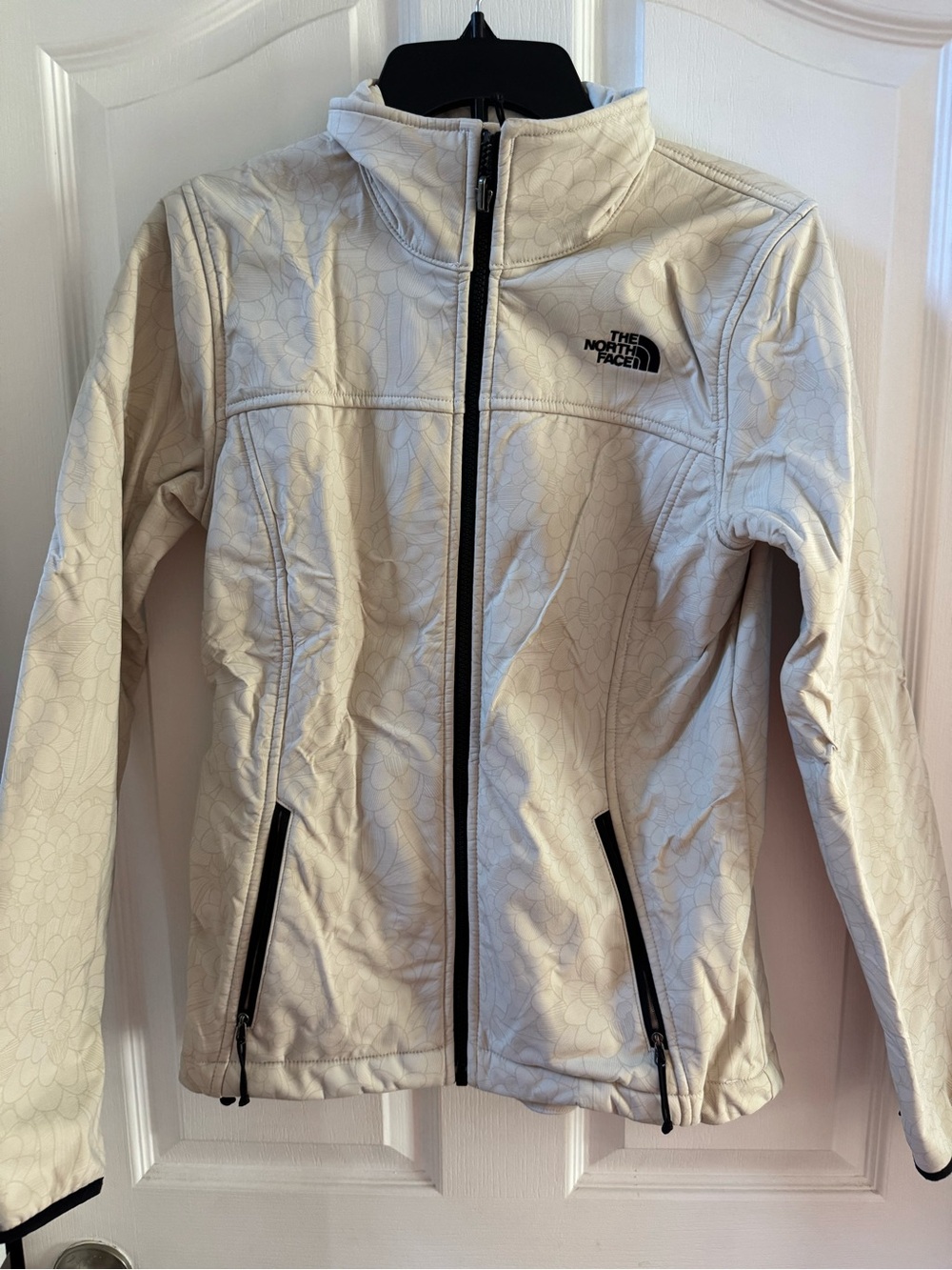 The North Face Women's Cream Softshell Utility Jacket with Floral Texture